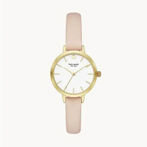 NWT Kate Spade New York Metro Three Hand Blush  Leather Watch